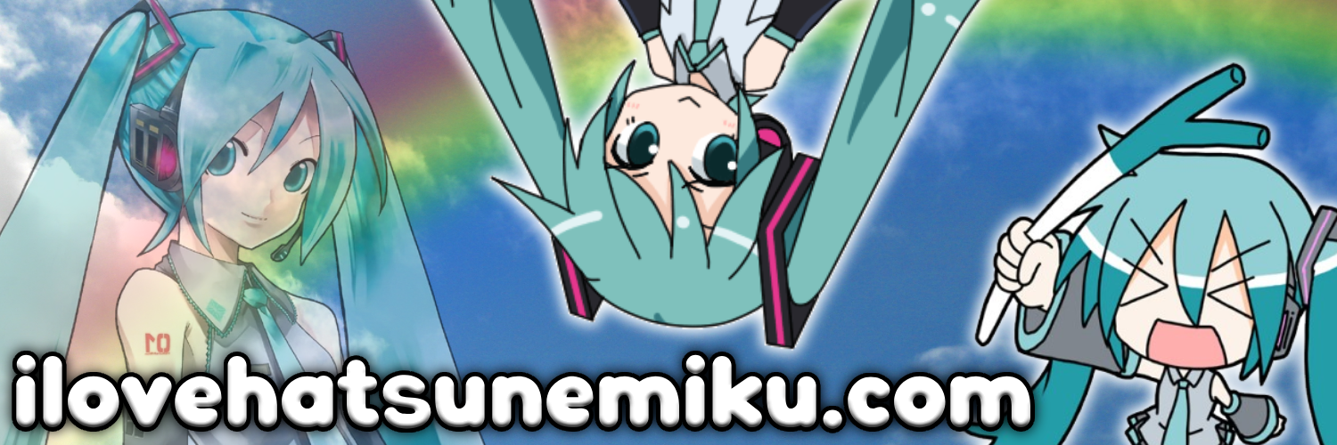 ilovehatsunemiku.com banner illustrated with Hatsune Miku